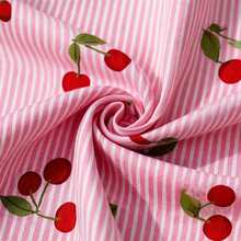 Joivida 2-Piece Pajama Set Short-Sleeved Shorts Striped Cherry  Print Casual Women's Home Wear Set - Pink - View 12