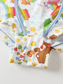 SHEIN X Care Bears Set Bra Kamisol Wanita Ukuran Besar dengan Hiasan Pita - Blue and White - View 4