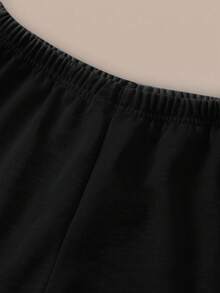 SHEIN BASICS 女款戶外休閒基礎款鬆緊腰短褲 夏季日常居家居家服 黑色 - 黑色 - 查看 10