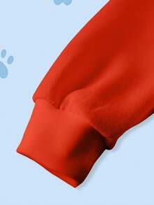 SHEIN | PAW Patrol 年轻男孩休闲时尚街头卡通字母印花撞色落肩宽松套头卫衣 - 白色 - 查看 4