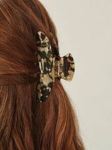 MOTF PREMIUM SEMI-CIRCULAR DARK BROWN OIL PAINTING MICRO-INLAID RHINESTONE ASYMMETRICAL RHINESTONE ELEGANT HAIR CLIP (ASYMMETRICAL PATTERN) - dark brown - View 1