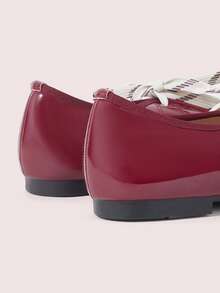 CUCCOO DOLLMOD Women's Shoes, Burgundy, French Fashion Elegant Commuter Embroidered Thread Straps Mary Jane Flat Women's Shoes Fall Shoes - Burgundy - View 6