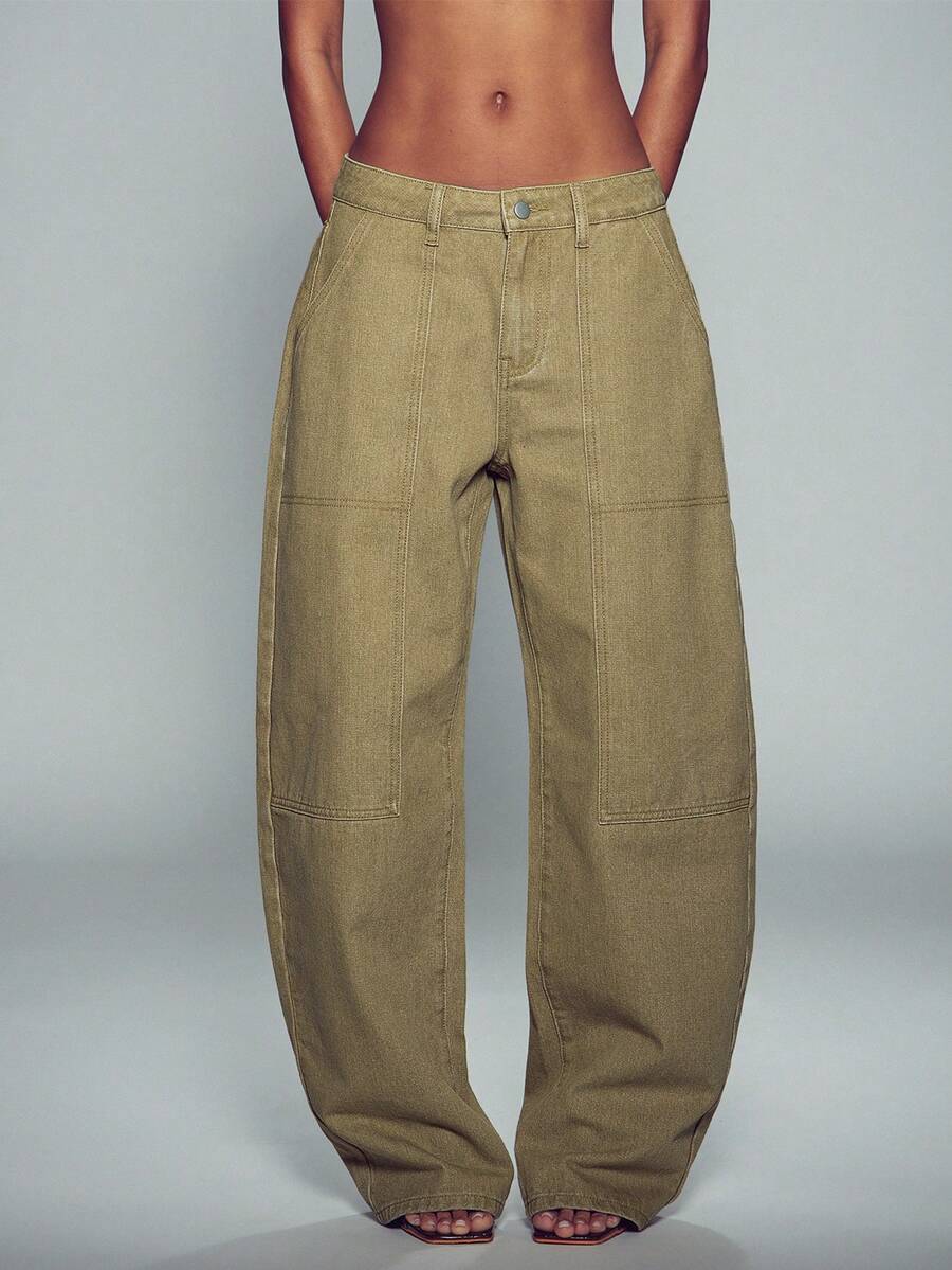 Normani Women's Casual Versatile Daily Travel Denim Jeans With Pockets And Buttons Women's Fall Teacher Pants