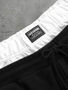 PAVTROS Men's Letter Print Sweatshirt & Sweatpants Set - Black - View 8