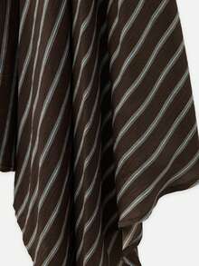 Nöista Stripe Midi Skirt With Smocked Waistband And Asymmetric Hem. Everyday, Brunch, Day-To-Night, Smart & Casual. Fall, Fall Winter Street Style. - Brown - View 10