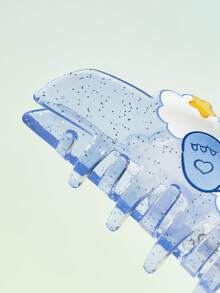 SHEIN X Care Bears 時尚可愛卡通髮夾，適合女孩與女士，居家、沐浴、美容護理、美髮造型完美適用 - 藍色 - 查看 4