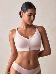 Veilyse EssElegance Sports Bra, Wireless, Comfortable, Breathable, Lift, Spring/Summer & All Season, Sexy, Front Closure, Camisole - Apricot - View 4