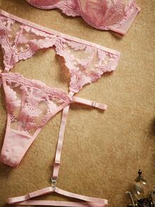 PinupPomp 4pcs Women's Sexy Lingerie Set - Pink - View 5