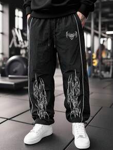 Gym Rark 男士哥德風印花抽繩腰口袋寬腿運動長褲 - 彩色 - 查看 4