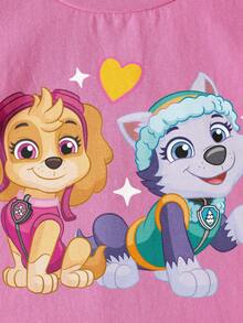 SHEIN | PAW Patrol 女童卡通图案圆领短袖T恤 - 粉色 - 查看 4
