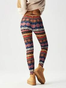 Bohemela Casual Vacation Knit Printed Slim Fit Women's Leggings - Multicolor - View 3