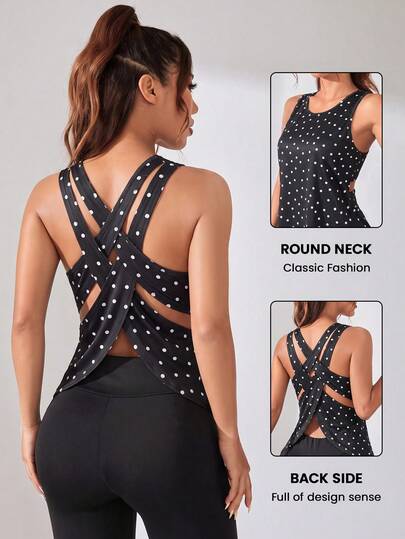 SHEIN Dewbera Áo thun nữ size lớn họa tiết chấm bi, phong cách thường ngày, đa năng, phù hợp đi du lịch và tập thể thao