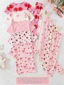 SHEIN Pakaian Santai Nyaman Bermotif Buah Kartun Lucu Cetak Digital untuk Anak Perempuan Remaja - MultiWarna - View 2