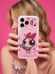 THE POWERPUFF GIRLS X SHEIN 時尚高端印花圖案保護手機殼設計，完美適配 ，可愛時尚且精緻 - 彩色 - 查看 2