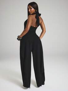 NYA SZN Carmen Pant Wide Leg Trouser Sexy Going Out Date Night Brunch Birthday Party Statement High Waist Black - Black - View 5