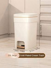 Modern Pedal Trash Can With Lid, Large Capacity Soft Close Design, Odor-Sealed Dustbin For Living Room, Kitchen & Bedroom, Stylish Household Waste Disposal Container - multicolor - View 7