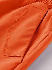 Manfinity Hypemode Pantalones cortos cargo de unicolor con cordón en la cintura para hombre - Naranja - Ver 7
