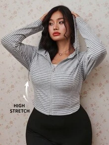CovetEZ 春夏彩色條紋休閒百搭顯瘦大尺碼長袖外套 - 彩色 - 查看 3