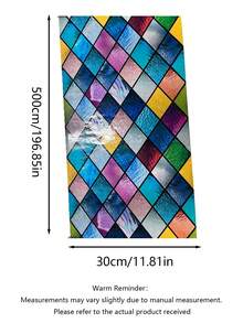 1 Roll Retro Diamond Window Decorative Privacy Film, Rainbow Grid Pattern, Non-Adhesive UV Blocking Static Cling Window Film, Suitable For Home Decor - multicolor - View 15
