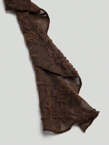 Sweetra Minimalist Sexy Sweet Asymmetrical Shoulder Lace Embroidered Early Autumn Long Sleeve Ruffle Date First Love Girl Ruched Short Dress Plus Size Women - Coffee Brown - View 10