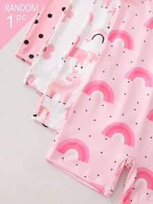 [4pcs Randomly Sent 1pc]Young Girl Comfortable Sweet Cute Printed Knit Camisole Jumpsuit - Multicolor - View 6