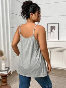 SHEIN CURVE+ Plus Size Casual Solid Color Camisole - Grey - View 2