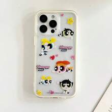 ShellaStory THE POWERPUFF GIRLS X SHEIN 時尚高端印花圖案保護手機殼設計，完美適用 ，可愛時尚且精緻 - 彩色 - 查看 4