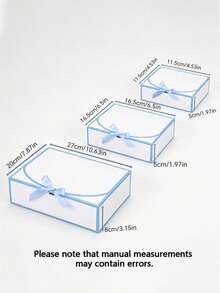 10 Pcs Blue Ribbon Wedding Gift Boxes Reusable Paper With Lids For Bridal Shower Birthday Proposal Favor Must Have Packaging Supply - Light Blue - View 8