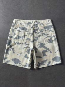 ROMWE MEN Street Life Men's All-Over Print Pocket Casual Versatile Daily Travel Denim Shorts - Multicolor - View 3