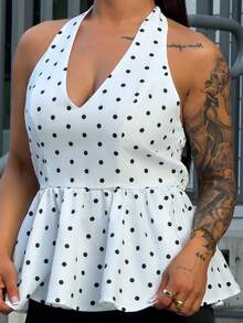 SAYEHFBABY Polka Dot Tops For Women, New Halter Tops, Autumn Women's Clothing, Fashionable And Elegant All-Match Tops, Graduation Season, Christmas Party,White Shirt Chic Summer - White - View 7