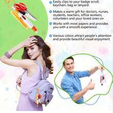 1/6 Set Nurse Badge Pen Tool Accessories Include Nursing Keychain Clip Set 4-In-1 Ball Pen With Mini Stainless Scissors For Nurse Doctor Day Gift, Back To School - multicolor - View 6