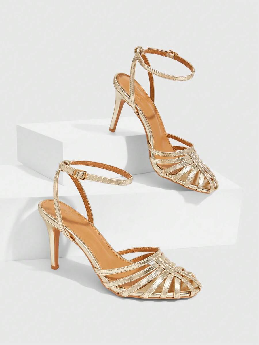 CUCCOO SZL Golden Strap Women's Fashion High Heel Sandals - Gold - View 1