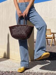 DAZY Women's Casual Straight Leg Jeans With Textured 3D Stripes, Loose Fit, Vintage Style, Fashion For Autumn And Spring, Suitable For Commuting - Blue - View 5