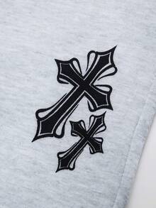 SHEIN 青少年男孩 1件夏季街頭風休閒運動束口長褲，返校季秋冬款 - 灰色 - 查看 4