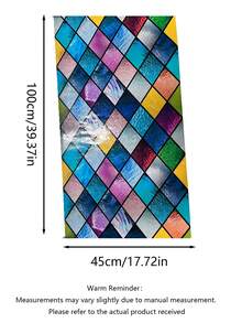 1 Roll Retro Diamond Window Decorative Privacy Film, Rainbow Grid Pattern, Non-Adhesive UV Blocking Static Cling Window Film, Suitable For Home Decor - multicolor - View 17