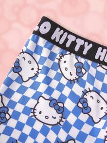 HELLO KITTY AND FRIENDS | SHEIN Men's Checkerboard Cartoon Print Boxer Briefs - Blue and White - View 4
