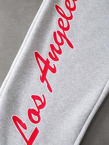 Manfinity Roghcode Men's Drawstring Waist Letter Print Casual Daily Sweatpants - Grey - View 4