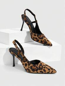 CUCCOO SZL Women's Spring And Summer Leopard Print Pointed High Heels Women's Rear Strap Stiletto Shoes - leopard print - View 2