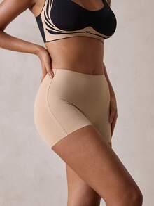 Veilyse 1pc Nude High Waist Seamless Ice Silk Anti-Exposure Women's Safety Pants, Breathable, Non-Rolling, Soft And Comfortable Women's Underwear - Apricot - View 6