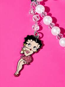 Betty Boop x SHEIN 時尚鋅合金粉色手工串珠女士手機鏈條 可愛手機掛繩 手機吊飾 愛心 親吻 禮物靈感 派對 節日 情人節 - 混色 - 查看 6
