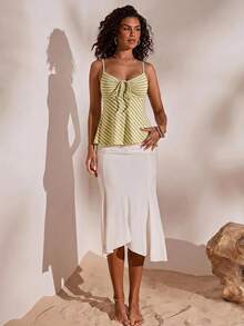 Opulessa Casual Solid Color Knitted V-Neck Slim Fit Women's Tank Top - Multicolor - View 6