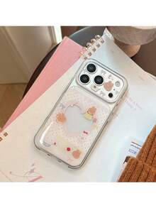 ShellaStory غطاء هاتف شفاف بتصميم أرنب وخبز وقلب وردي من الإيبوكسي وتفاحة، متوافق مع iPhone 17 PM وiPhone 16 Pro وiPhone 15، تغطية كاملة بحافة ناعمة وهيكل صلب، كرتوني لطيف للبنات، إبداعي هندسي، ستايل كارديجان منعش، نيش، ستايل إنستقرام - شفاف - مشاهدة 15