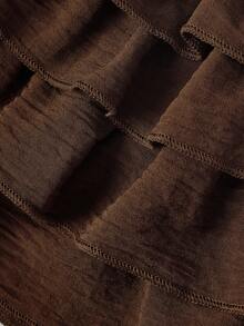 ROMWE Kawaii Girl Dark Brown Multi-Layer Ruffle Bow Decor Women's Skirt Party Summer Romantic Cute - Brown - View 15