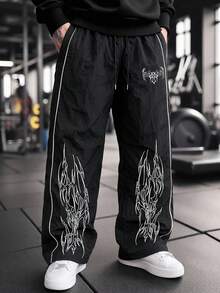 Gym Rark 男士哥德風印花抽繩腰口袋寬腿運動長褲 - 彩色 - 查看 3