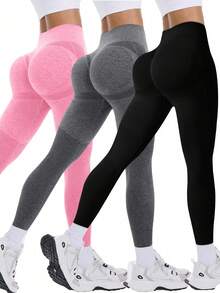 Velisys Velisys 女款時尚百搭無縫運動壓縮緊身褲 健身跑步用 粉色/麻灰色/黑色 夏季款 - 彩色 - 查看 1