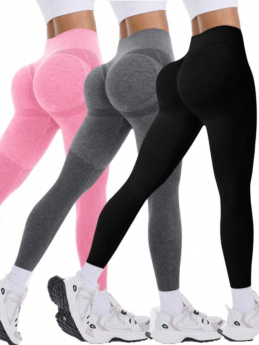 Velisys Velisys 女款時尚百搭無縫運動壓縮緊身褲 健身跑步用 粉色/麻灰色/黑色 夏季款 - 彩色 - 查看 1