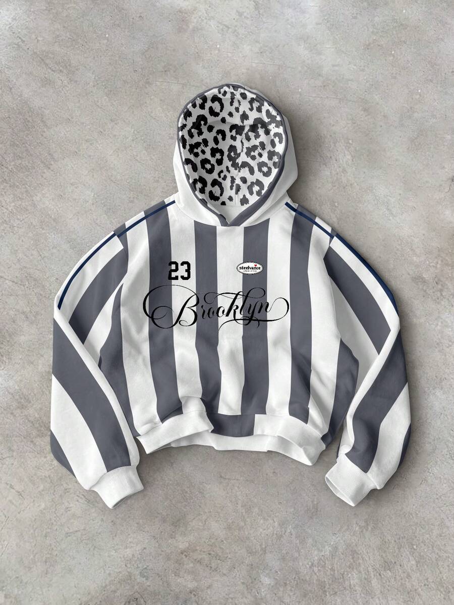 Manfinity Roghcode Men's Letter Stripe Long Sleeve Casual Hoodie - Multicolor - View 1