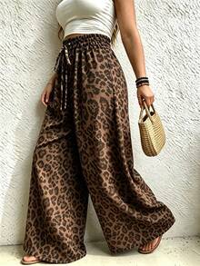 EMERY ROSE Plus Size Women Floral Print Casual Daily Wear Wide Leg Pants Fall - Multicolor - View 3