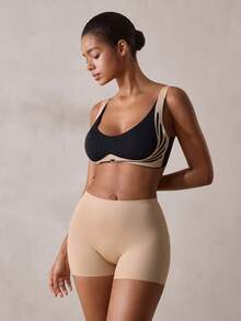 Veilyse 1pc Nude High Waist Seamless Ice Silk Anti-Exposure Women's Safety Pants, Breathable, Non-Rolling, Soft And Comfortable Women's Underwear - Apricot - View 8
