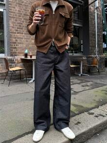 DAZY Spring/Autumn Lightweight Corduroy Fabric Short Jacket With Chest Pocket Design For Men - Brown - View 4